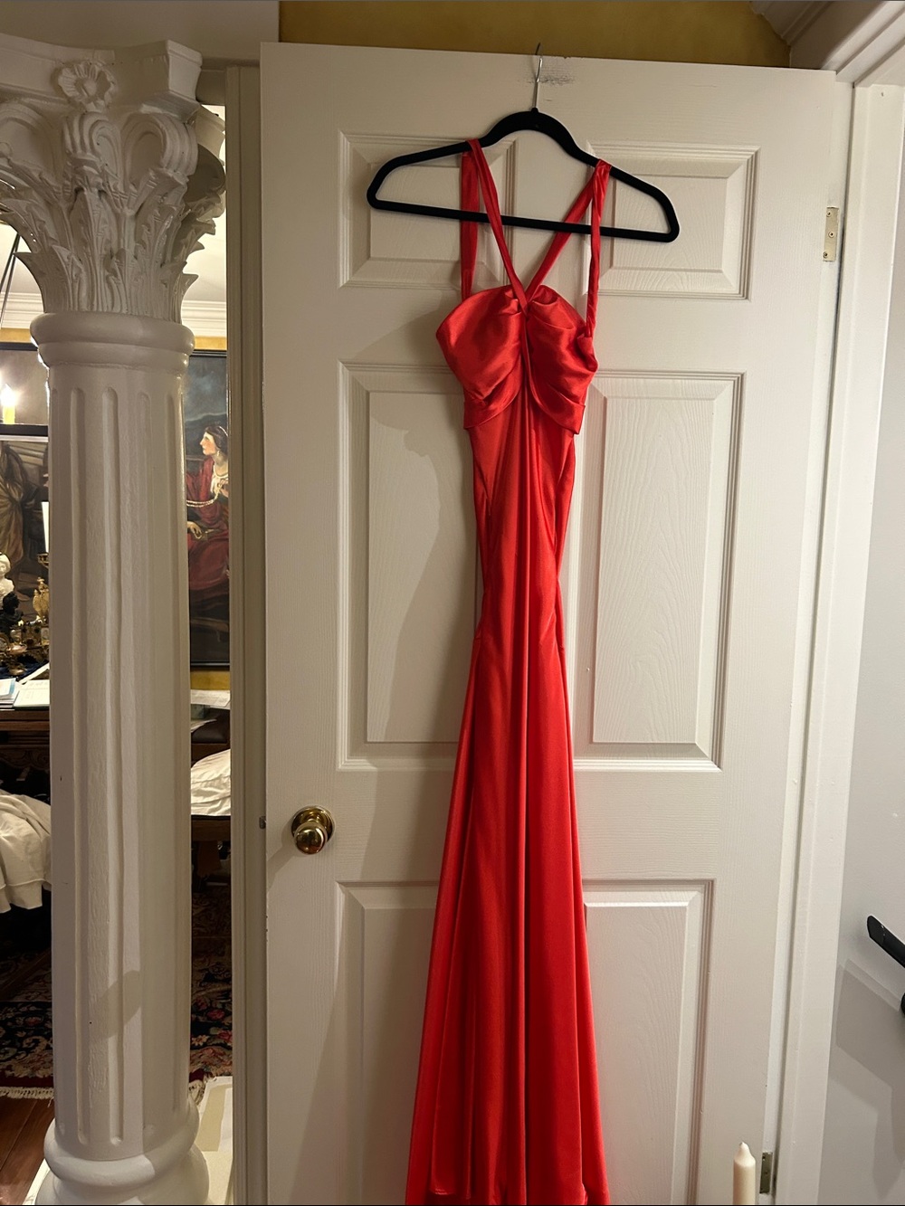 Zum Zum by Niki Livas Red Satin Evening Gown